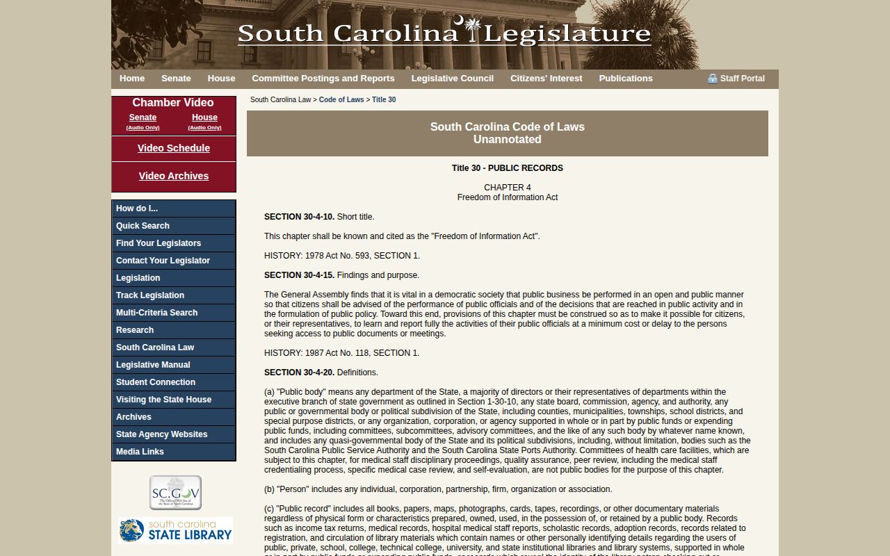 Laurens County South Carolina FOIA access and records timing source